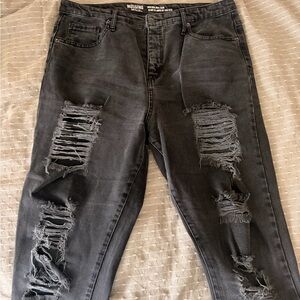 Mossimo Supply Co. Black Distressed Boyfriend Jeans